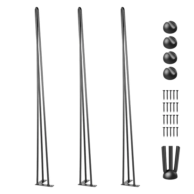 Alt view image 9 of 9 - Hairpin Table Legs 36 in Black Set of 4 Desk Legs 220 lbs Load Capacity Each Leg Hairpin Desk Legs 3 Rods for Bench Desk Dining End Table Chairs Carbon Steel DIY Heavy Duty Furniture Legs