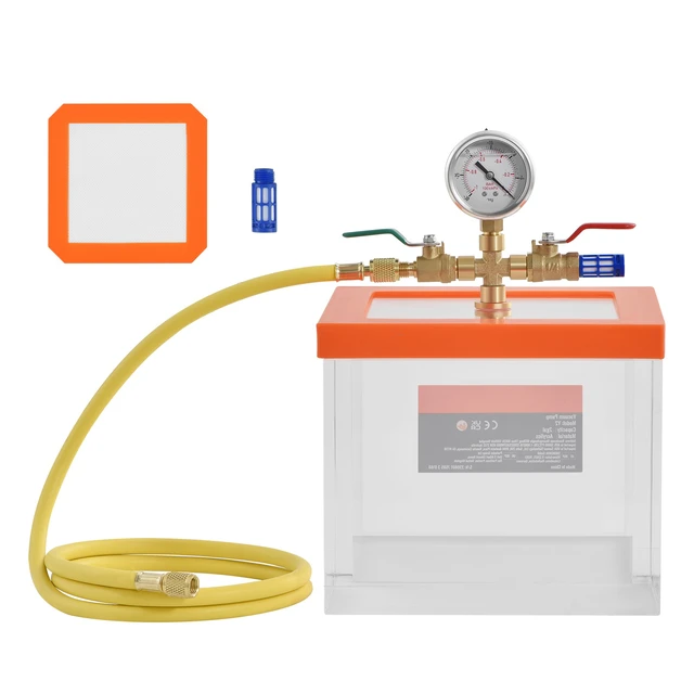 Alt view image 8 of 8 - 2 Gallon Vacuum Chamber, Upgraded Multipurpose Acrylic Vacuum Degassing Chamber, Transparent Vacuum Chamber, for Resin Degassing, Silica Gel Degassing, Gypsum Degassing and Vacuum Extraction