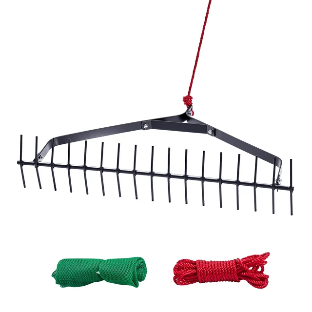Alt view image 8 of 8 - 32 in Aquatic Weed Rake, 6.3 in Double Sided Lake Weed Rake, Lightweight Pond Weeds Cutter with 30ft Rope, No Assembly Required, Muck Lilypad Clearing Tool for Pond, Lake, Rivulet