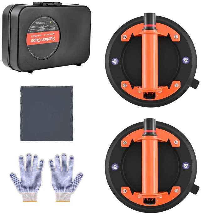 Alt view image 9 of 9 - Vacuum Suction Cup, 8-Inch Vacuum Glass Lifter with Metal Handle, 429 lbs Max Lifting Capacity Tile Suction Cup Tool with Carrying Case for Lifting Large Tile, Granite, Drywall, Windows (2-Pack)