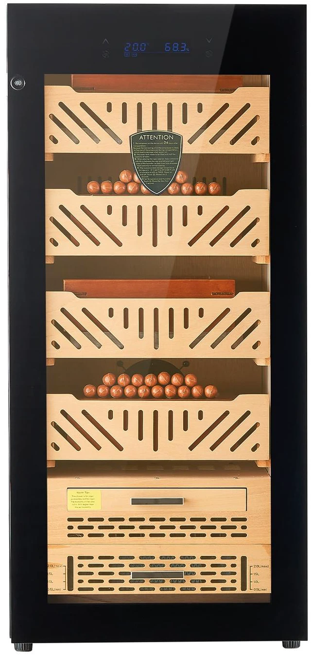 Alt view image 8 of 8 - Electric Humidor, 105L, 1000 Counts Electric Cigar Humidor Cabinet with Compressor Cooling, Constant Humidity & Temperature Control, Spanish Cedar Wood Shelves & Drawers, 4 Layers, for Household