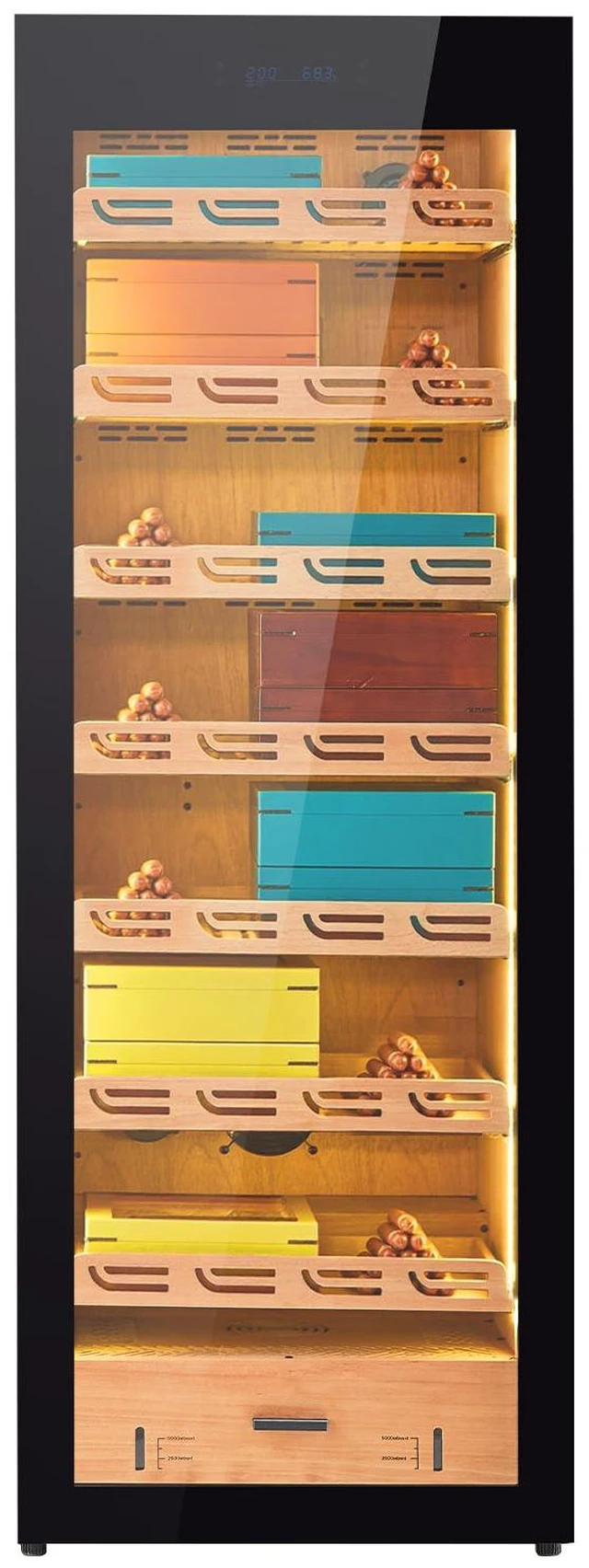 Alt view image 8 of 8 - Electric Humidor, 288L, 1700 Counts Electric Cigar Humidor Cabinet with Compressor Cooling, Constant Humidity & Temperature Control, Spanish Cedar Wood Shelves & Drawers, 7 Layers, for Household