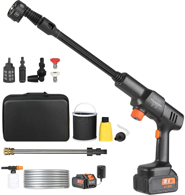 Alt view image 15 of 15 - Cordless Pressure Washer, 652-PSI 1.0 GPM Portable Power Cleaner, Handheld High-Pressure Car Washer Gun with 4.0Ah Battery, Charger, 6-in-1 Nozzle, for Home/Floor Cleaning & Watering
