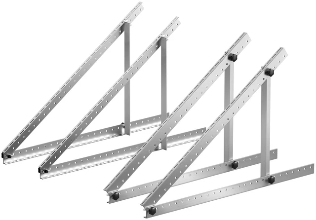 Alt view image 9 of 9 - 2 Sets Solar Panel Mounting Brackets 45-Inch, 0 to 90° Adjustable Tilt Mount Brackets Support 100-400W Solar Panels, Lightweight Aluminum Brackets with Folding Tilt Legs for RV Boat Off-Grid