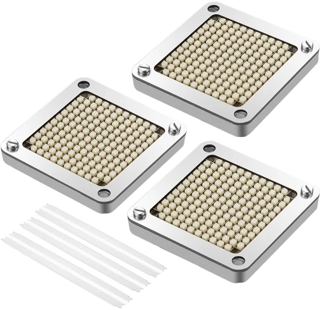 Alt view image 11 of 11 - Replacement Chopper Blade, 1/4 inch, 3 PCS French Fry Blade Assembly with 6 Extra Knives, Stainless Steel Dicer Parts and Push Block for Cutting Potatoes Carrots Onions Cucumbers Mushrooms
