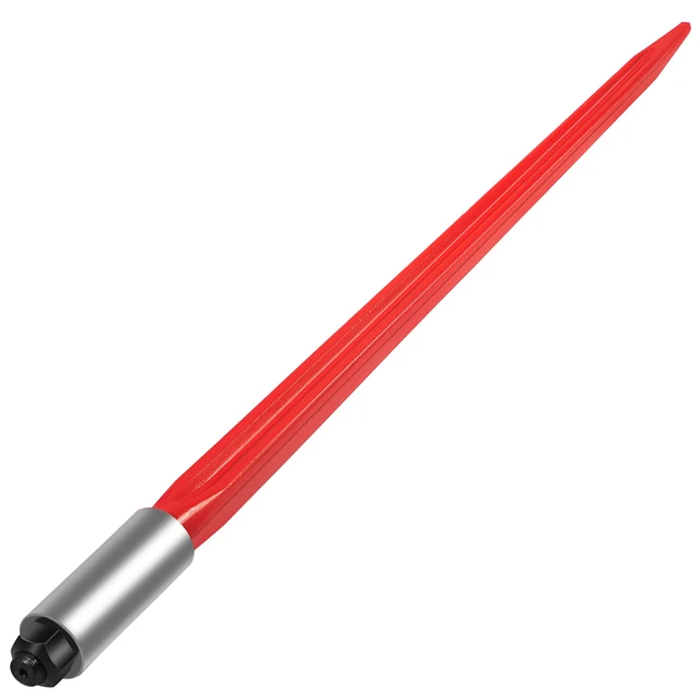 Alt view image 8 of 8 - Hay Spear 32" Bale Spear 1350 lbs Capacity, Bale Spike Quick Attach Square Hay Bale Spears 1.4" Wide, Red Coated Bale Forks, Bale Hay Spike with Hex Nut & Sleeve for Buckets Tractors Loaders