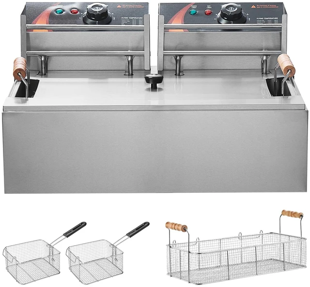 Alt view image 8 of 8 - Commercial Deep Fryer, 3000W Electric Turkey Fryer with 3 Removable Baskets, Large Capacity 18Qt / 17L Stainless Steel Countertop Single Oil Fryer, for Kitchen Restaurant Use, Silver
