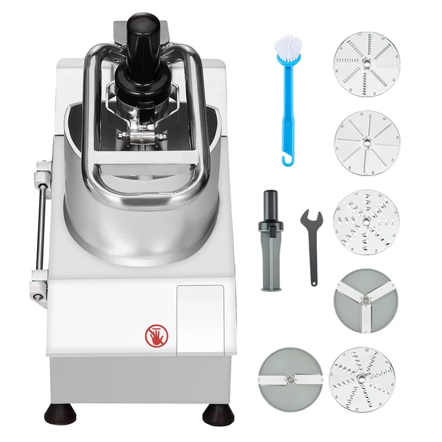 Alt view image 15 of 15 - Food Processor & Vegetable Chopper, 2 Feeding Holes Food-Grade Stainless Steel Food Processor Chopper with Detachable 6 Blades, 3mm/5mm/7mm/10mm Shredder, 2mm/4mm Slicer, for Vegetables, Fruit
