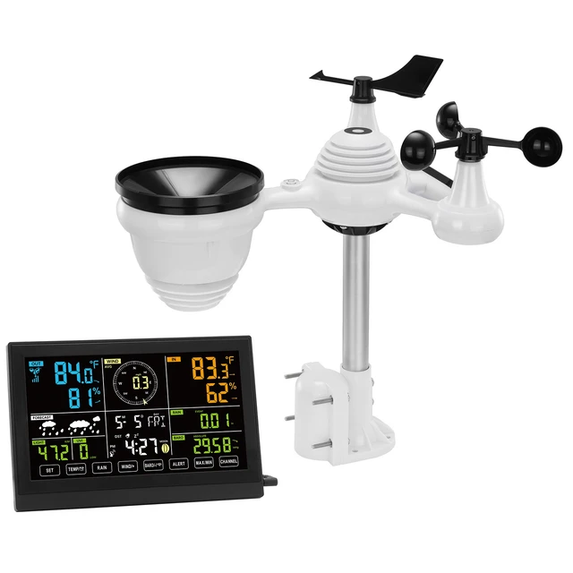 Alt view image 16 of 16 - 7-in-1 Wireless Weather Station, 7.5 in Color Display, Digital Weather Station Indoor Outdoor, for Temperature Humidity Wind Speed/Direction Rain UV, with Forecast Data, Alarm, Alerts-NO WIFI