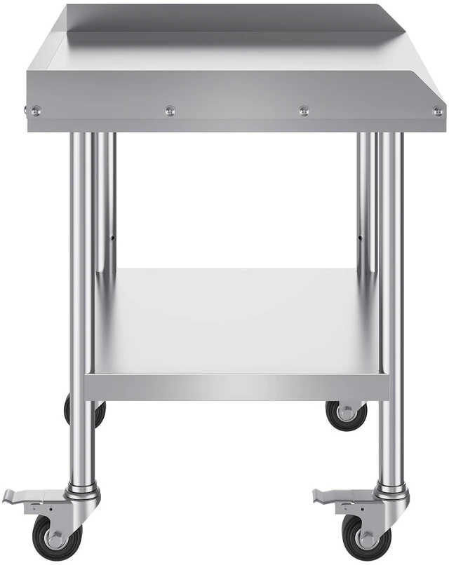 Alt view image 9 of 15 - VEVOR Stainless Steel Work Table, 24 x 28 x 30 Inch Commercial Food Prep Worktable with 4 Wheels, Casters, 3-Sided Backsplash Heavy Duty Prep Worktable, Metal Work Table for Restaurant Home Hotel