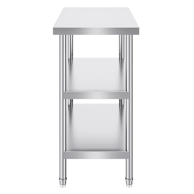 Alt view image 8 of 8 - VEVOR Stainless Steel Food Prep Table, 18 x 36 x 34 Inch Commercial Kitchen Worktable, with 2 Adjustable Undershelf, Heavy Duty Prep Table Metal Work Table for BBQ, Kitchen, Home, and Garage