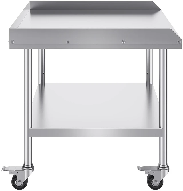 Alt view image 8 of 8 - VEVOR Stainless Steel Work Table, 30 x 36 x 30 Inch Commercial Food Prep Worktable with 4 Wheels, Casters, 3-Sided Backsplash Heavy Duty Prep Worktable, Metal Work Table for Restaurant Home Hotel