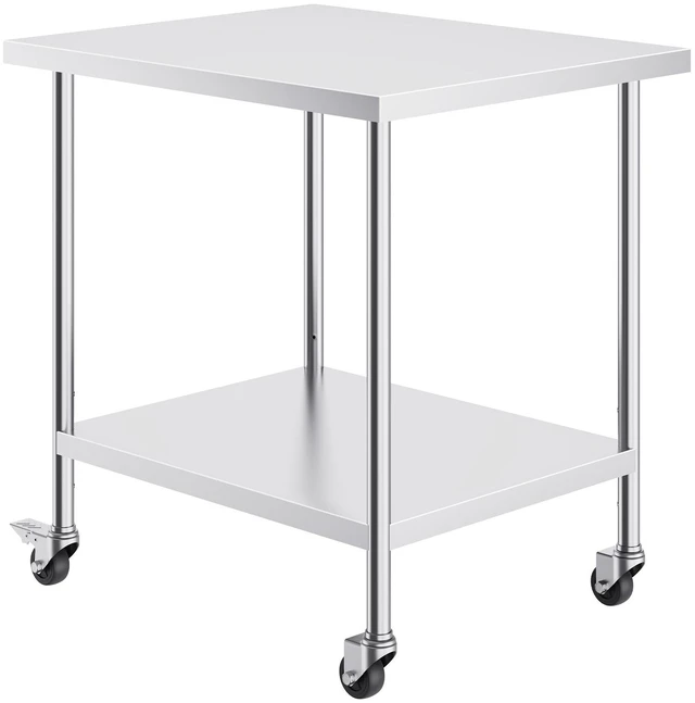 Alt view image 8 of 8 - VEVOR Stainless Steel Work Table 30 x 18 x 38 Inch, with 4 Wheels, 3 Adjustable Height Levels, Heavy Duty Food Prep Worktable for Commercial Kitchen Restaurant, Silver