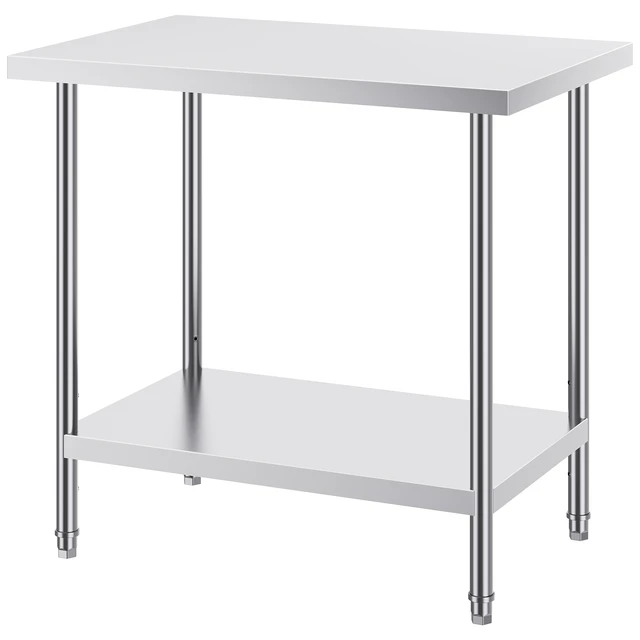 Alt view image 15 of 15 - VEVOR Stainless Steel Prep Table, 24 x 36 x 34 Inch, Heavy Duty Metal Worktable with 3 Adjustable Height Levels, Commercial Workstation for Kitchen Garage Restaurant Backyard