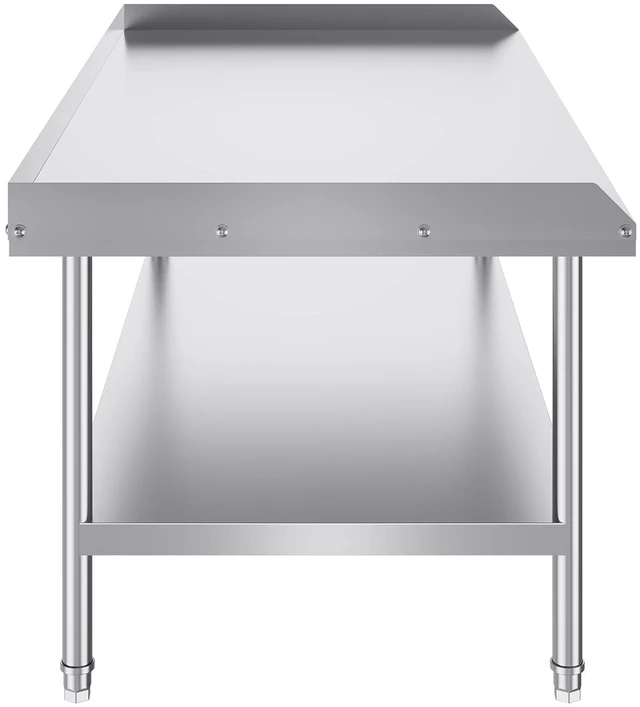 Alt view image 8 of 8 - VEVOR Stainless Steel Work Table, 30 x 60 x 26 Inch Commercial Food Prep Worktable, 3-Sided Backsplash Heavy Duty Prep Worktable, Metal Work Table with Adjustable Height for Restaurant Home Hotel