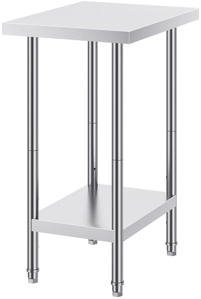 Alt view image 8 of 8 - VEVOR Stainless Steel Prep Table, 24 x 18 x 34 Inch, Heavy Duty Metal Worktable with 3 Adjustable Height Levels, Commercial Workstation for Kitchen Garage Restaurant Backyard