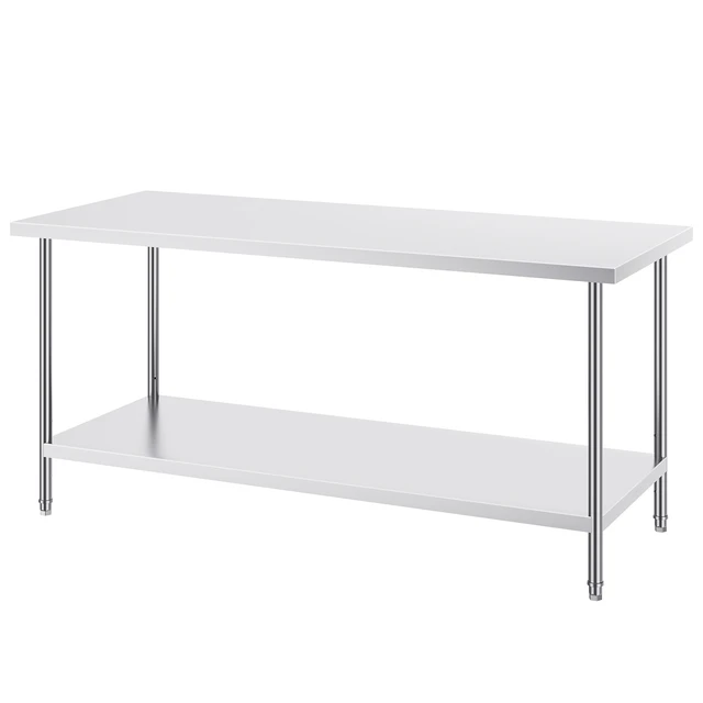 Alt view image 8 of 8 - Stainless Steel Prep Table, 30 x 72 x 34 Inch, 920 lbs Load Capacity, Heavy Duty Metal Worktable with 3 Adjustable Height Levels, Commercial Workstation for Kitchen Garage Restaurant Backyard