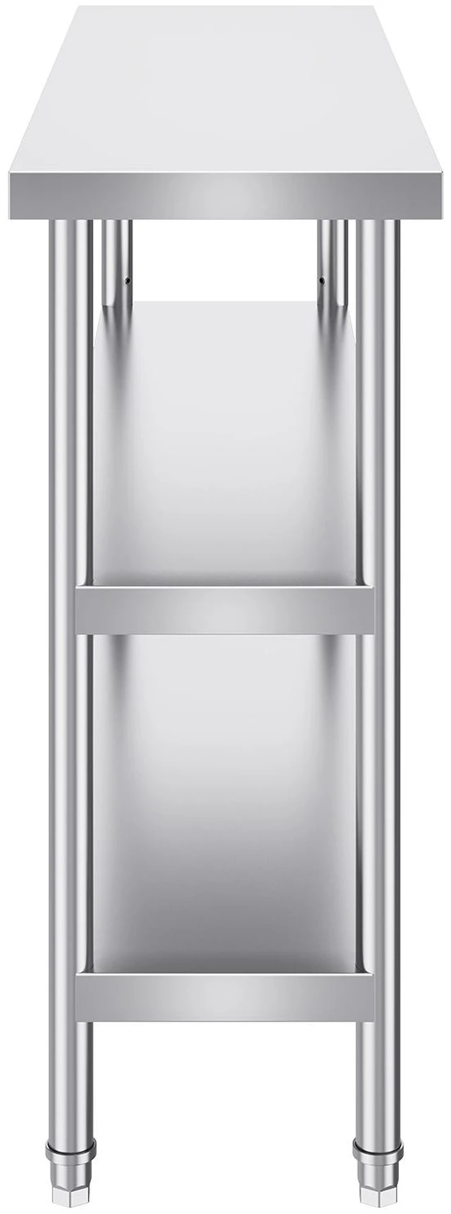 Alt view image 8 of 8 - VEVOR Stainless Steel Food Prep Table, 14 x 48 x 34 Inch Commercial Kitchen Worktable, with 2 Adjustable Undershelf, Heavy Duty Prep Table Metal Work Table for BBQ, Kitchen, Home, and Garage