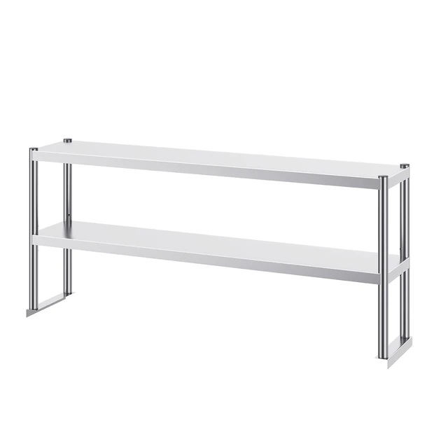Alt view image 8 of 8 - VEVOR Double Overshelf, Double Tier Stainless Steel Overshelf, 12 x 60 Inch Double Deck Overshelf, Height Adjustable Overshelf Prep Work Table for Kitchen, Restaurant and Workshop