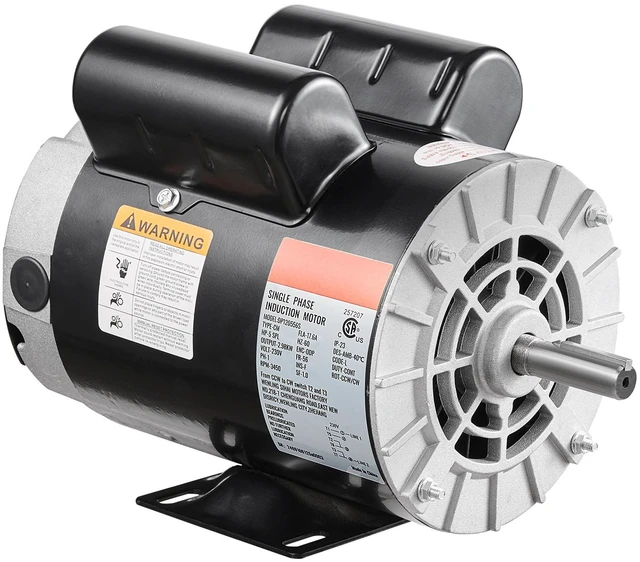 Alt view image 9 of 9 - 5HP SPL Air Compressor Electric Motor, 230V 17.6Amps, 56 Frame 3450RPM, 5/8" Keyed Shaft, 1.88" Shaft Length, CW/CCW Rotation (Factory Setting is CCW), Single Phase