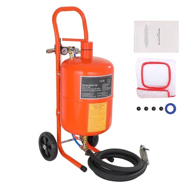 Alt view image 16 of 16 - 5 Gallon Sand Blaster, 60-110 PSI High Pressure Sandblaster, Portable Abrasive Blasting Tank, Air Sand Blasting Kit with 4 Ceramic Nozzles and Oil-Water Separator for Paint, Stain, Rust Removal