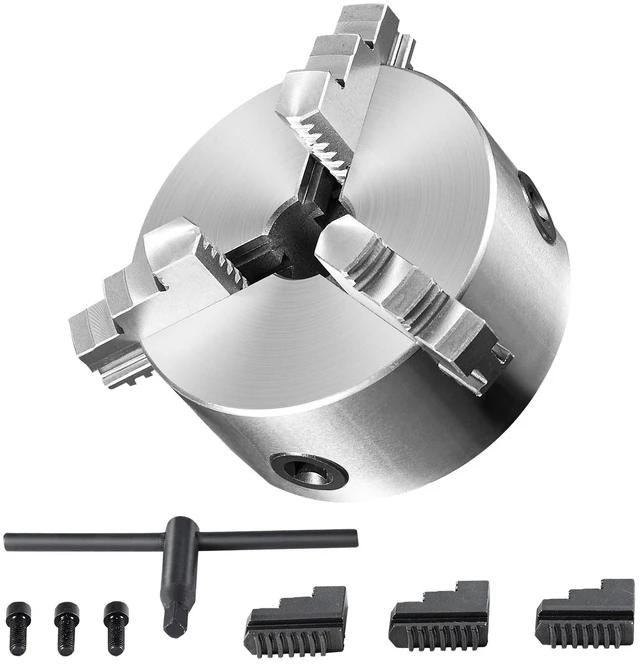 Alt view image 9 of 9 - 3-Jaw Lathe Chuck, 6'', Self-Centering Lathe Chuck, 0.14- 6.3 in/3.5-160 mm Clamping Range with T-key Fixing Screws Reversible Jaws, for Lathe 3D Printer Machining Center Milling Drilling Machin