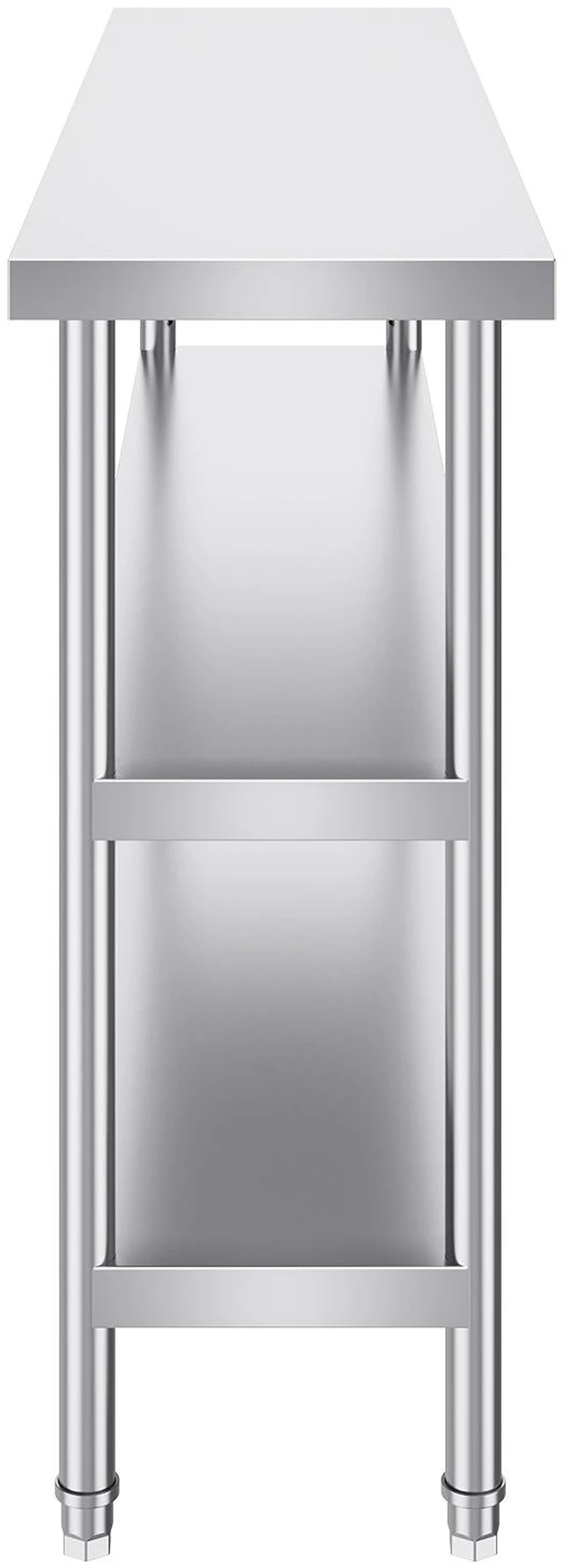 Alt view image 8 of 8 - Stainless Steel Food Prep Table, 14 x 60 x 34 Inch Commercial Kitchen Worktable, with 2 Adjustable Undershelf, Heavy Duty Prep Table Metal Work Table for BBQ, Kitchen, Home, and Garage