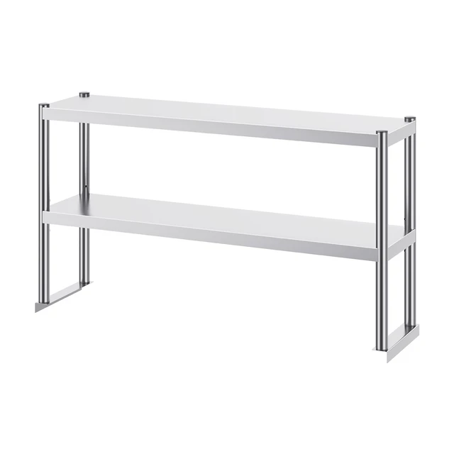 Alt view image 15 of 15 - VEVOR Double Overshelf, Double Tier Stainless Steel Overshelf, 12 x 48 Inch Double Deck Overshelf, Height Adjustable Overshelf Prep Work Table for Kitchen, Restaurant and Workshop