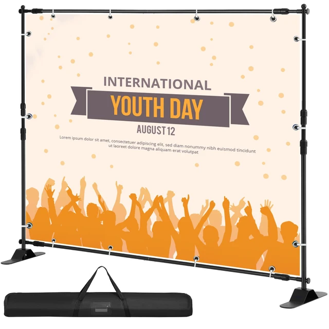 Alt view image 8 of 8 - 10 x 8 Ft Backdrop Banner Stand Adjustable Height and Width Newest Step and Repeat for Trade Show Wall Exhibitor Photo Booth Background