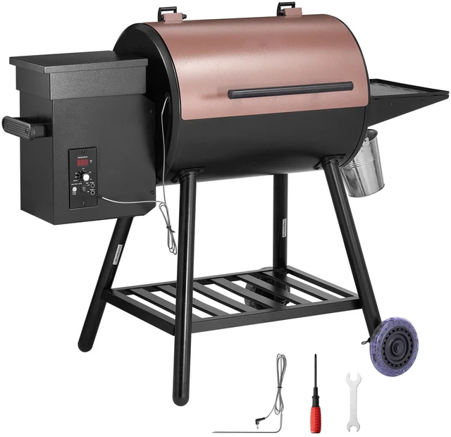Alt view image 8 of 8 - Wood Pellet Grill Smoker, 8 in 1 BBQ Grills for Outdoor Cooking, 456 Square Inches Cook Area Electric Grill and Smoker, with Digital Controller, Meat Probe, 500°F Max Temperature, Black