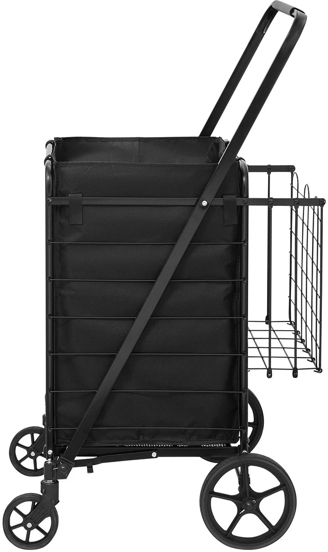 Alt view image 15 of 15 - VEVOR Folding Shopping Cart with Removable Waterproof Liner, 330LBS Large Capacity Jumbo Grocery Cart with Dual Basket, 360° Swivel Wheels, Dense Metal Mesh Base, Heavy Duty Utility Cart for Shopping