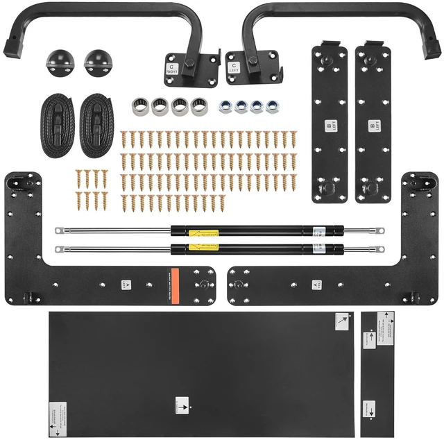 Alt view image 8 of 8 - Murphy Bed Kit, Queen Size, Deluxe DIY Wall Bed Mechanical Hardware Kit, Pneumatic Lever Heavy Duty Bed Frame Support, Folding Cabinet Wall Bed Space Saving Design for Guestroom, Easy to Build