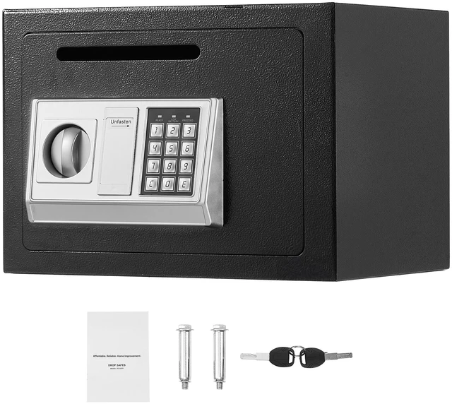Alt view image 8 of 8 - VEVOR 0.6 Cubic Feet Drop Safe, Drop Slot Safe Box with Password and Turn Knob, Heavy Duty Compact Cash Depository Box with a Front Lock Slot for Cash, Bank Slips, Jewelry, Documents, Bills, Black