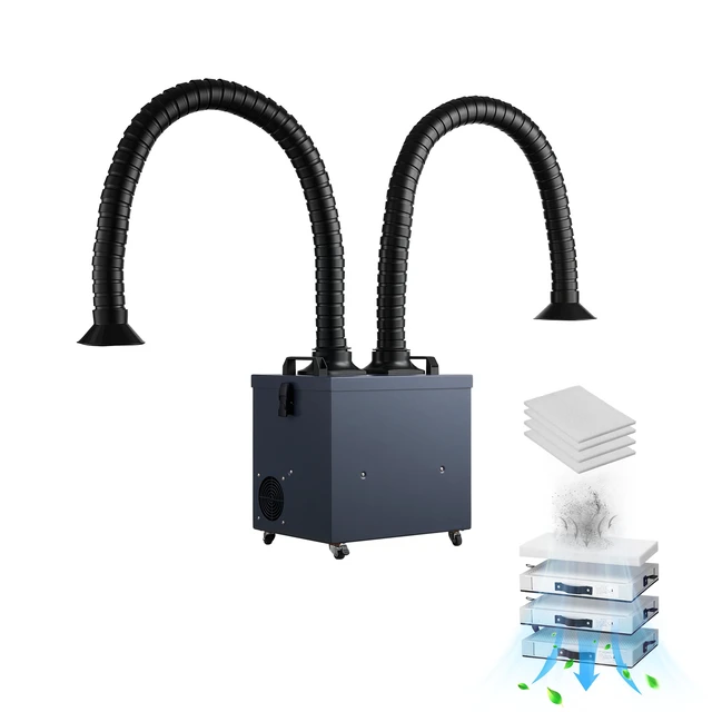 Alt view image 15 of 15 - Soldering Fume Extractor with Dual Hoses, 275W Brushless Solder Smoke Absorber with 4-Stage Filters & 10 Speeds, 380m³/h Strong Suction Smoke Purifier for Soldering, Laser Engraving, DIY Welding