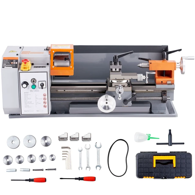 Alt view image 11 of 11 - Benchtop Metal Lathe, 7'' x 13.78'', offers precise metalworking with a 0-2200 RPM variable speed, powered by a 500W brush motor and durable metal gears. Includes a tool box for precise part