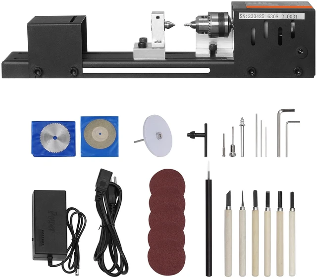 Alt view image 16 of 16 - Compact Lathe Machine, Dimensions 2.76 x 6.3 inches, 24VDC 96W, Includes Milling Machine Accessories, Features 7 Adjustable Speeds Ranging from 4220 to 8450 RPM, Ideal for DIY Woodworking and