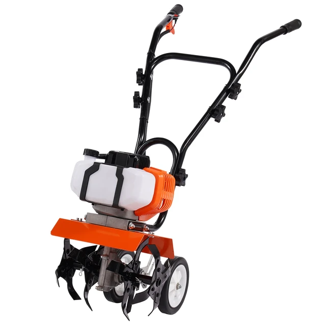 Alt view image 8 of 8 - Tiller Cultivator, 43CC 2-Stroke Garden Cultivator, Tiller with 4 Steel Adjustable Front Tines for Lawn, Garden and Field Cultivation