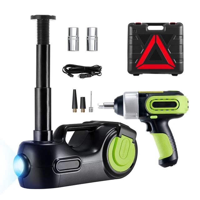 Alt view image 3 of 3 - VEVOR Electric Car Jack 5 Ton Car Jack Hydraulic with Electric Impact Wrench, LED Light Hydraulic Auto Repair Tool, 135-360 mm Lifting Range for SUV MPV Sedan Truck Repair