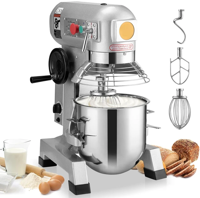 Alt view image 8 of 8 - Commercial Food Mixer, 10Qt Commercial Mixer with Timing Function, 450W Stainless Steel Bowl Heavy Duty Electric Food Mixer Commercial with 3 Speeds Adjustable 113/184/341 RPM, Dough Hook Whisk