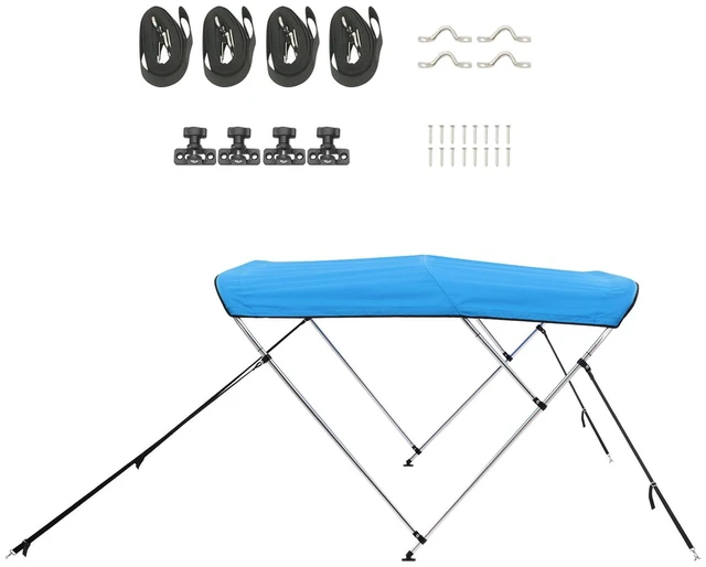 Alt view image 9 of 9 - 3 Bow Boat Bimini Tops 6 ft Long 600D Polyester Awning Canopy Pacific Blue