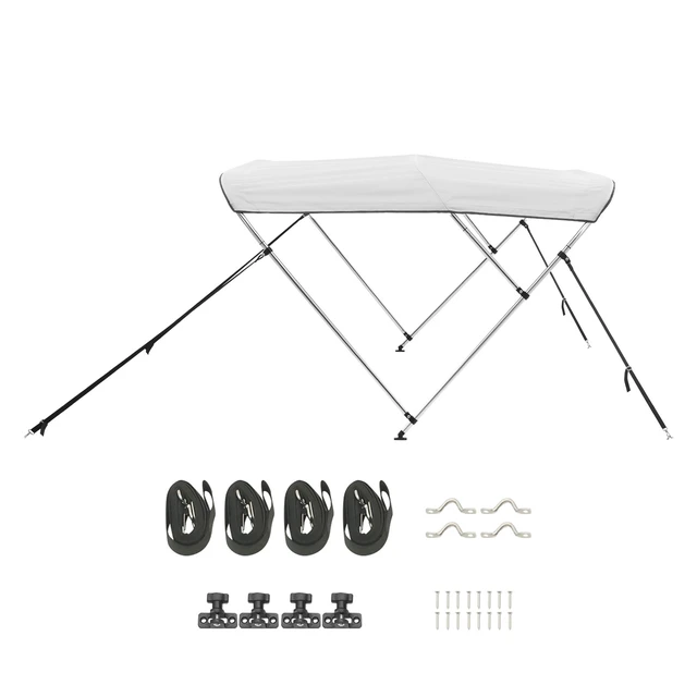 Alt view image 8 of 8 - VEVOR 3 Bow Boat Bimini Tops 72"Lx(85"-90")W x 46"H Awning Canopy Light Grey