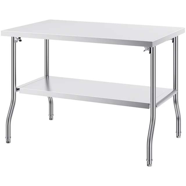 Alt view image 8 of 8 - Folding Commercial Prep Table, 48 x 30 Inch Commercial Worktable Workstation with Undershelf, Heavy-duty Stainless Steel Folding Table with 300 lbs Load, for Home Kitchen Restaurant Garage