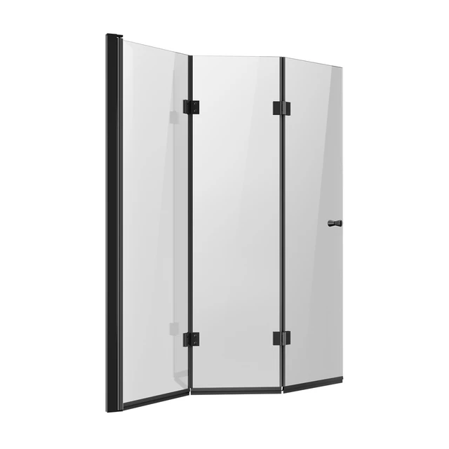 Alt view image 8 of 8 - Bathtub Shower Door, 51 in. W x 56 in. H, Frameless Foldable Hinged Shower Door, Tri-Fold Shower Glass Door with 1/4 in Tempered Glass Door, 180°Rotating and Folding Design, for Bathtub, Black
