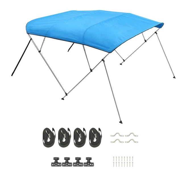 Alt view image 10 of 10 - VEVOR 4 Bow Boat Bimini Tops 96"Lx(79"-84")W x 54"H Awning Canopy Pacific Blue