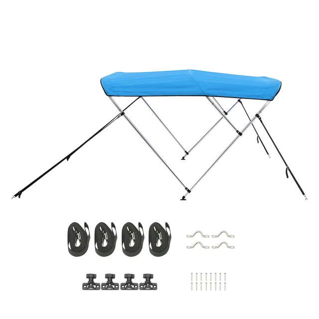 Alt view image 9 of 9 - 3 Bow Boat Bimini Tops 6'Lx(61"-66")W x 46"H Awning Canopy Pacific Blue