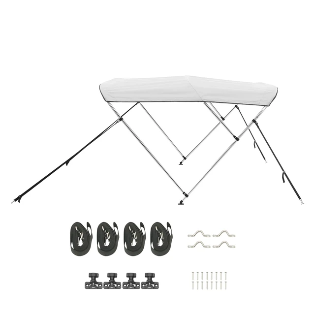 Alt view image 15 of 15 - 3 Bow Boat Bimini Tops 6'Lx(67"-72")W x 46"H Awning Canopy Light Grey