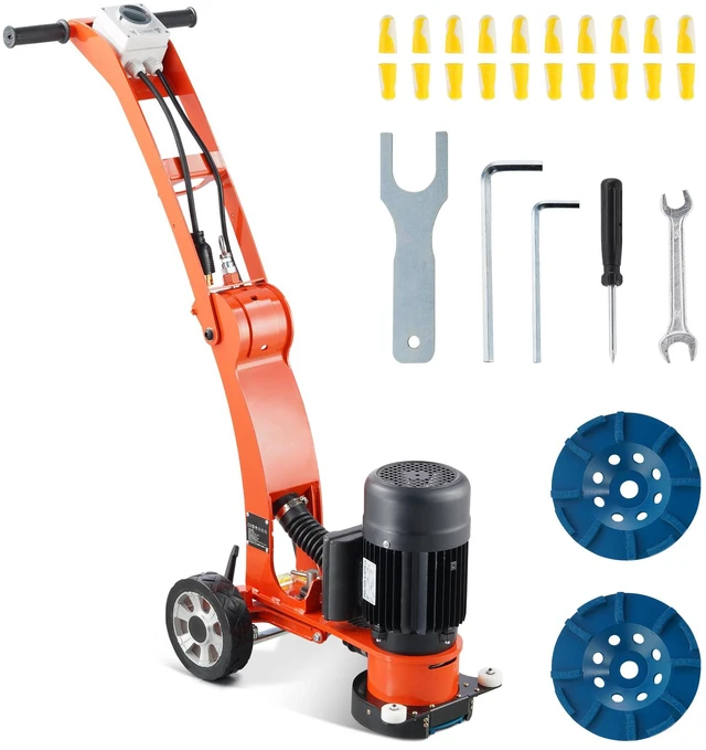 Alt view image 10 of 10 - Electric Concrete Floor Grinder 7" Walk-Behind Grinder 1.7HP Concrete Floor Polisher, 1300W Grinding Machine, 1720RPM Upgrade Brushless Motor Surfacing Grinder for Granite/Marble/Stones