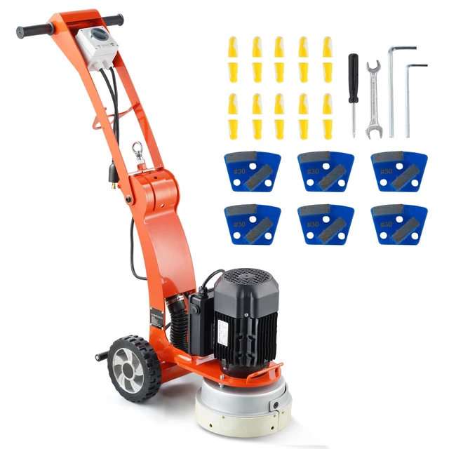 Alt view image 9 of 9 - Electric Concrete Floor Grinder 10" Walk-Behind Grinder 1.7HP Concrete Floor Polisher, 1300W Grinding Machine, 1720RPM Upgrade Brushless Motor Surfacing Grinder for Granite/Marble/Stones