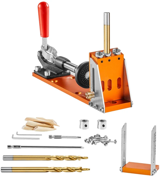 Alt view image 15 of 15 - 30 Pcs Pocket Hole Jig Kit, Adjustable & Easy to Use Pocket Hole Jig System with Step Drills, Drill Stop Rings, Wrenches, and Square Drive Bits, Dual Scale Marks for DIY Carpentry Projects