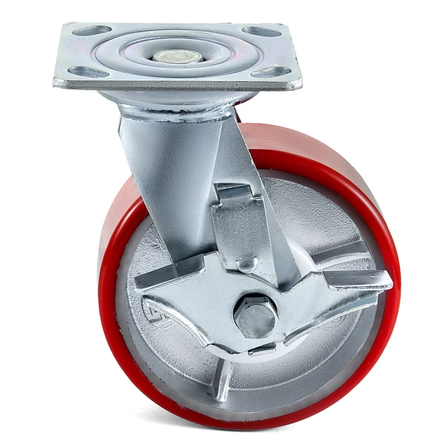 Alt view image 8 of 8 - 4 Pack 6 x 2 Inch Caster Wheels 2 Rigid and 2 Swivel Casters with Side Brake Polyurethane Iron Core Plate 1000LBS Capacity Per Wheel